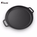 12-Zoll-Pre-seasoned Flat Gusseisen Pizza Pan mit Griff